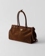 Prada Bonnie large suede handbag - Image 8